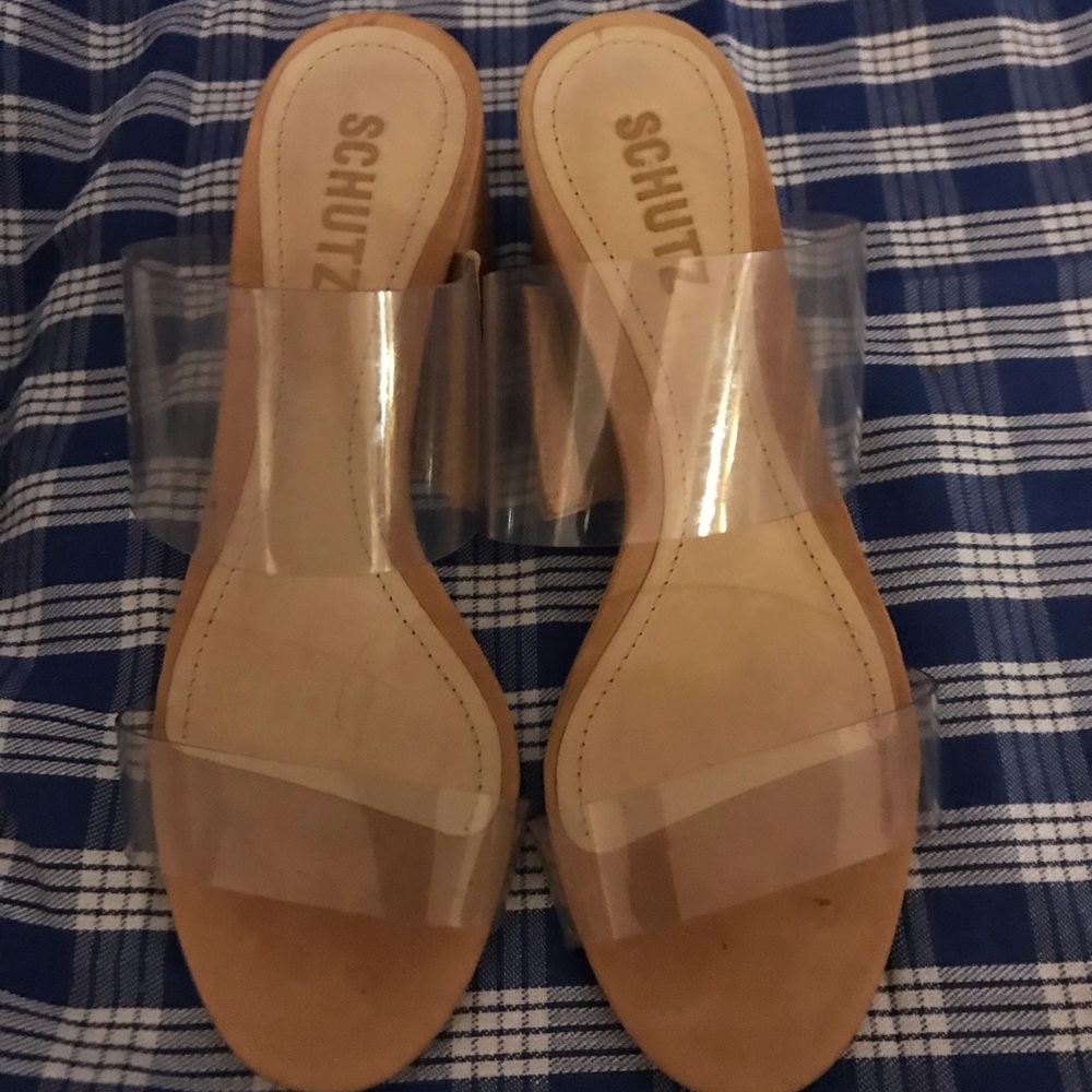 Schutz Clear Slip On Heels Size 6